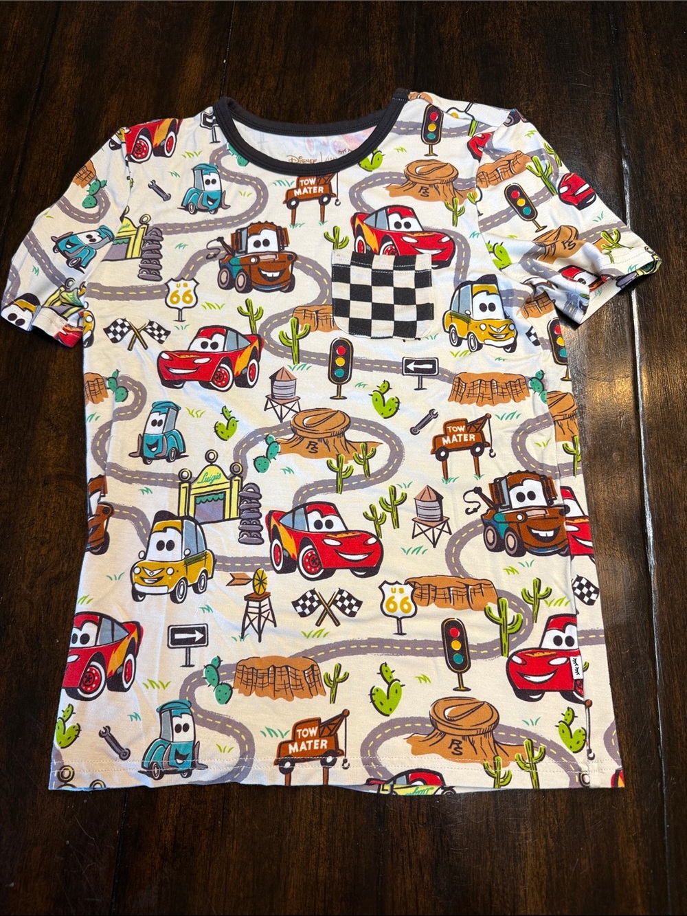 Little Sleepies White Kids Tee with Colorful Race Car Print
